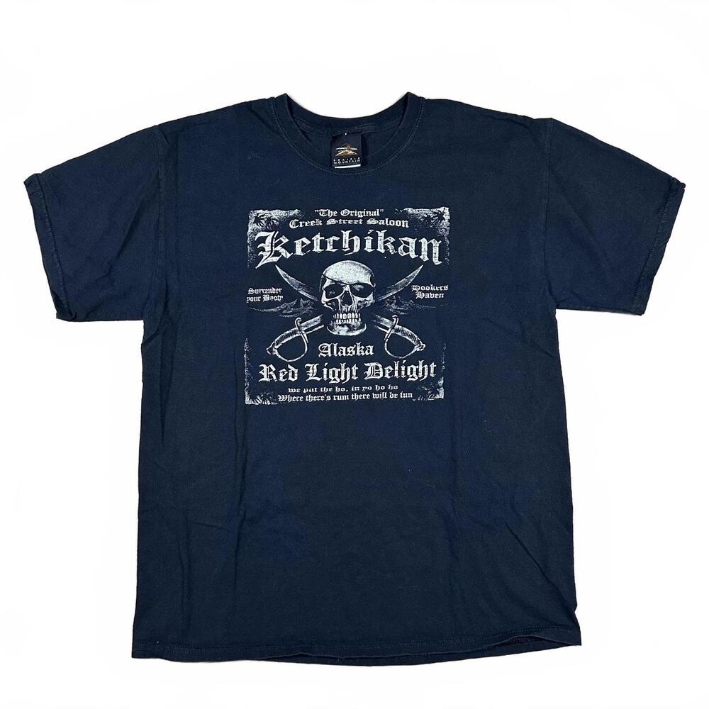 Prairie Mountain Menswear T-shirt L Black Ketchikan Skull &